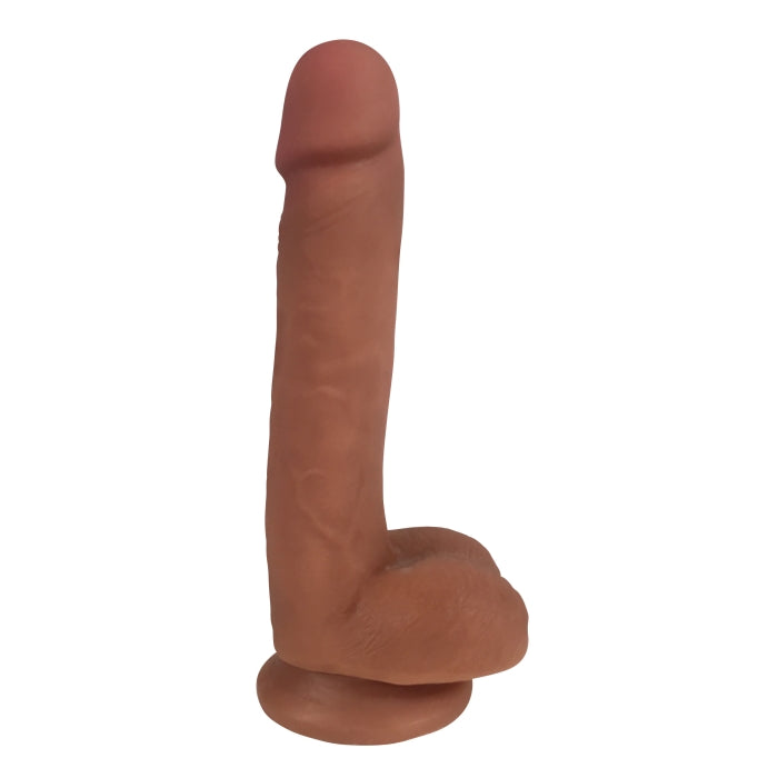 EASY RIDERS 7" SLIM BIOSKIN DONG W/ BALLS - CARAMEL