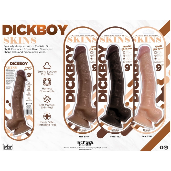 DICKBOY SKINS DILDO CHOCOLATE LOVERS 9"