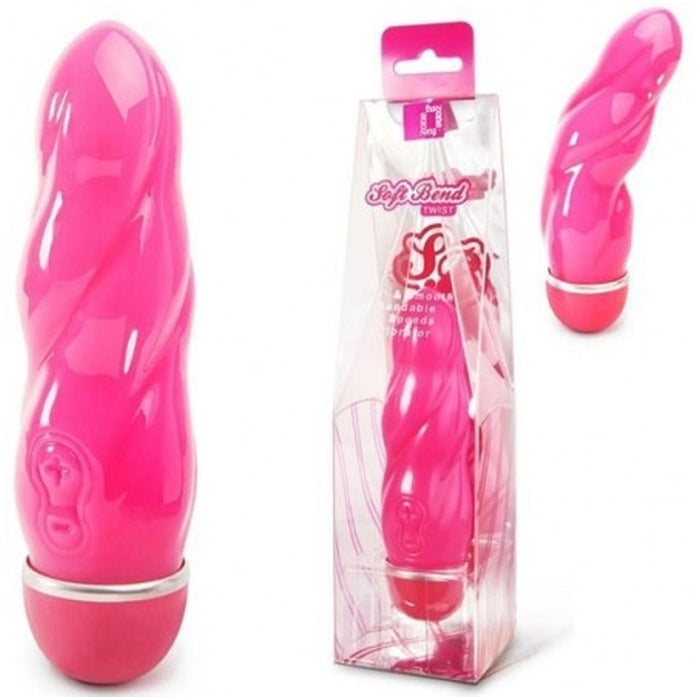 SOFT BEND TWIST BENDABLE 3 SPEED VIBRATOR - PINK