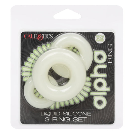 ALPHA GLOW-IN-THE-DARK LIQUID SILICONE 3 RING SET
