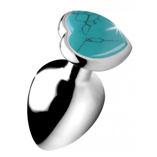 BS GEMSTONES TURQUOISE HEART - LARGE ANAL PLUG