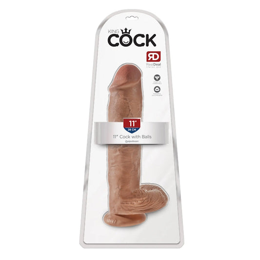 DILDO W/ BALLS 11" TAN KING COCK