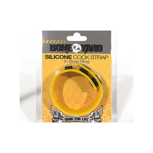 BONEYARD SILICONE COCK STRAP YELLOW 3 SNAP RING