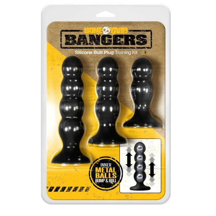 BANGERS SILICONE BUTT PLUG TRAINING KIT - BLACK