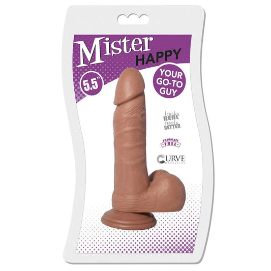 MISTER HAPPY 5.5" DILDO W/ BALLS - CARAMEL