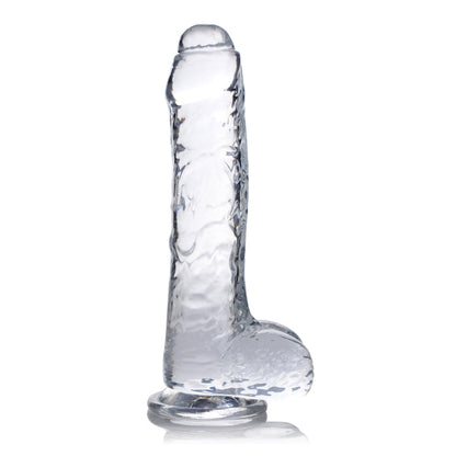 JOCK C-THRU SLIM 8" WITH BALLS CLEAR TPE DILDO