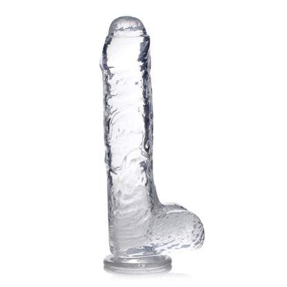 JOCK C-THRU SLIM 9" WITH BALLS CLEAR TPE DILDO