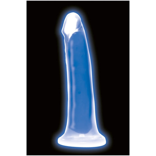 LOLLICOCK 7" GLOW-IN-THE-DARK SILICONE DILDO - BLUE