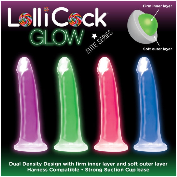 LOLLICOCK 7" GLOW-IN-THE-DARK SILICONE DILDO - BLUE