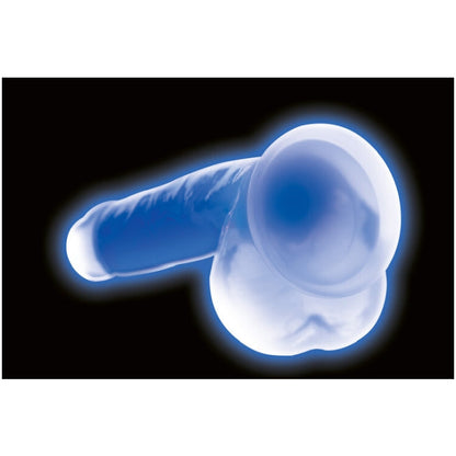 LOLLICOCK 7" GLOW-IN-THE-DARK SILICONE DILDO W/BALLS BLU