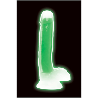 LOLLICOCK 7" GLOW-IN-THE-DARK SILICONE DILDO W/BALLS GRN