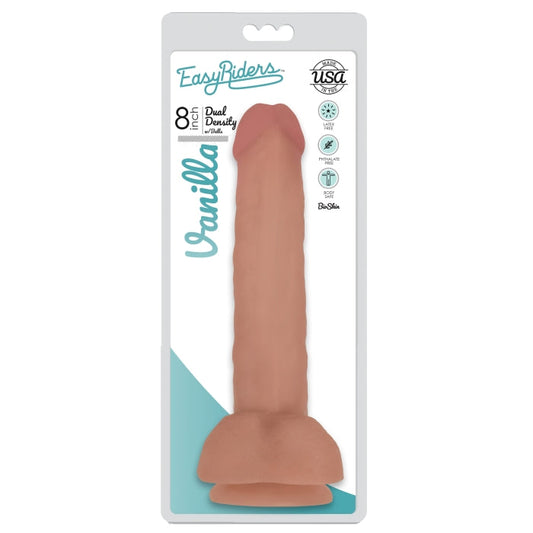 EASY RIDERS 8" SLIM BIOSKIN DONG W/ BALLS - VANILLA