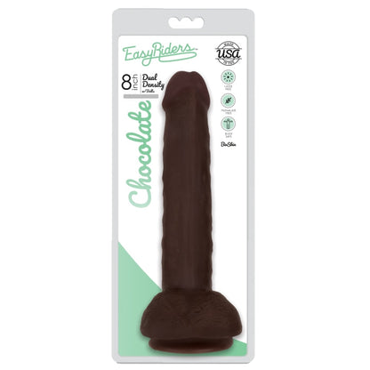 EASY RIDERS 8" SLIM BIOSKIN DONG W/ BALLS - CHOCOLATE