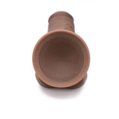 FLESHSTIXXX 8" VIBE SILICONE DILDO W/ BALLS - BROWN