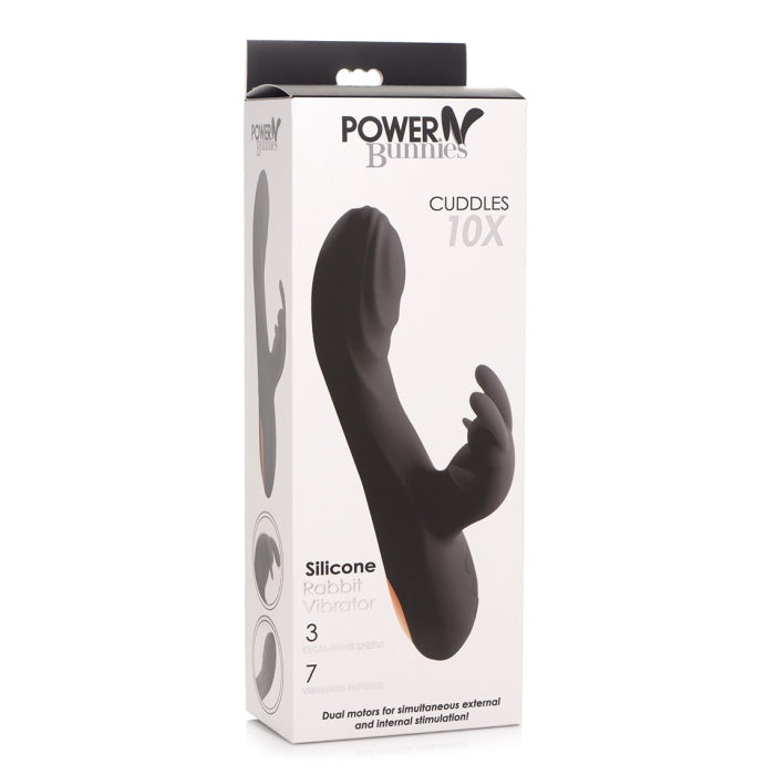 POWER BUNNIES CUDDLES 10X RECHARGE SILICONE RABBIT - BLACK