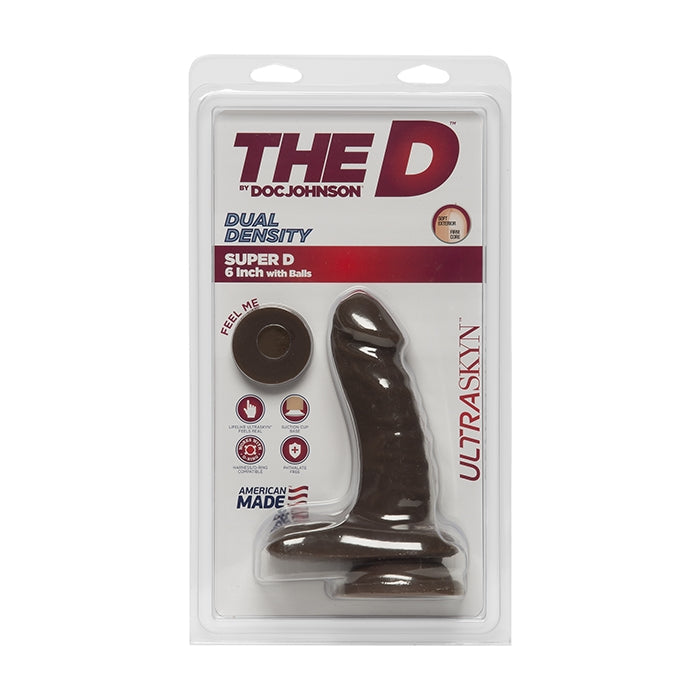 THE D - SUPER D - 6IN W/BALLS - ULTRASKYN - CHOCO