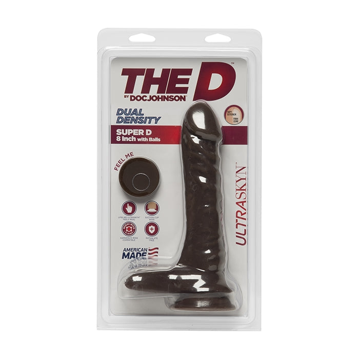 THE D - SUPER D - 8IN W/BALLS - ULTRASKYN - CHOCO