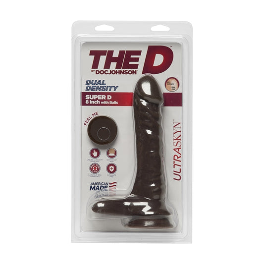 THE D - SUPER D - 8IN W/BALLS - ULTRASKYN - CHOCO
