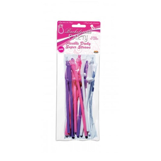 BACHELORETTE PARTY FLEXY SUPER STRAWS COCK 10PCS SET