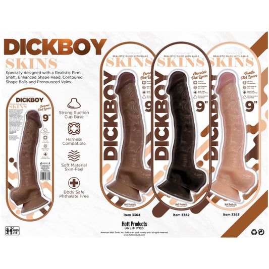DICKBOY SKINS DILDO CARAMEL LOVERS 9"