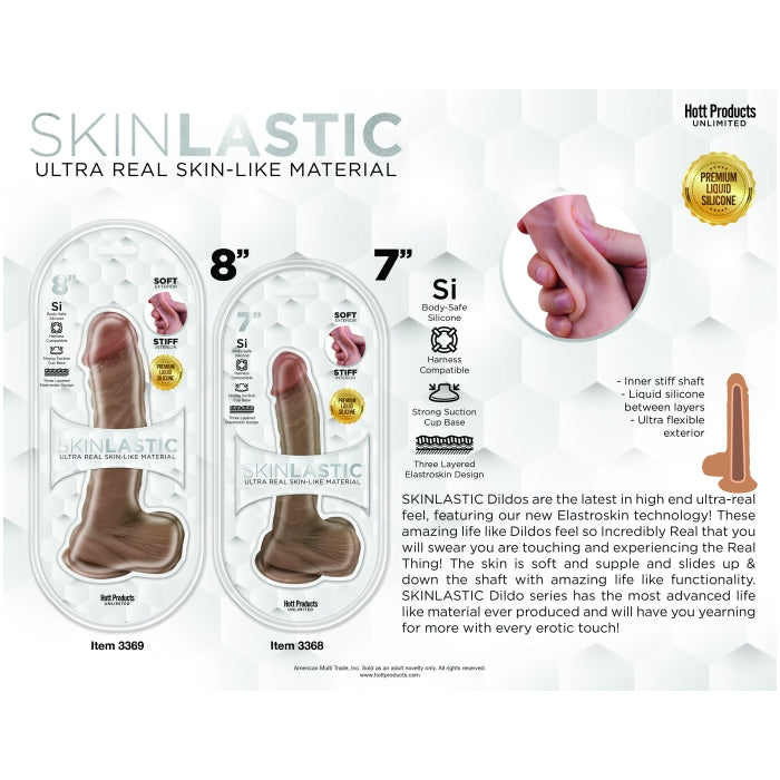 SKINSATIONS SKINLASTIC SLIDING SKIN DILDO 7" W/SUCTION