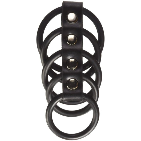 COCKRING 5-RINGS LEATHER/RUBBER/PVC - BLK