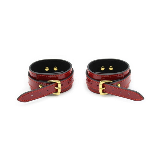 WRIST CUFFS W/GOLD BUCKLES - RED