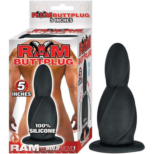 RAM SILICONE BUTT PLUG IN 5 INCH - BLACK