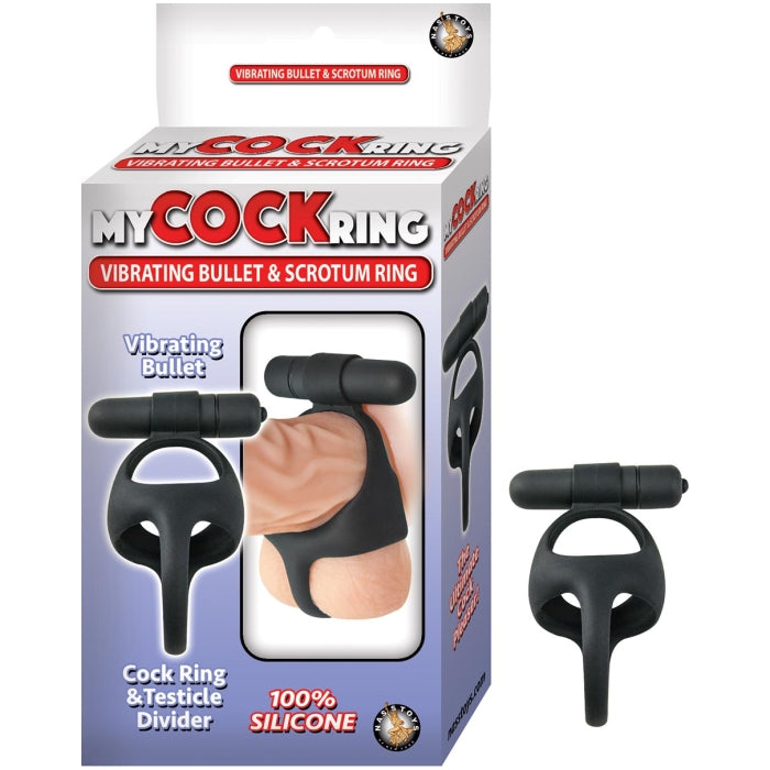 MY COCK RING VIBRATING BULLET & SCROTUM RING-BLACK