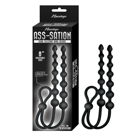 ASS-SATION DUAL SILICONE ANAL BEADS - BLACK