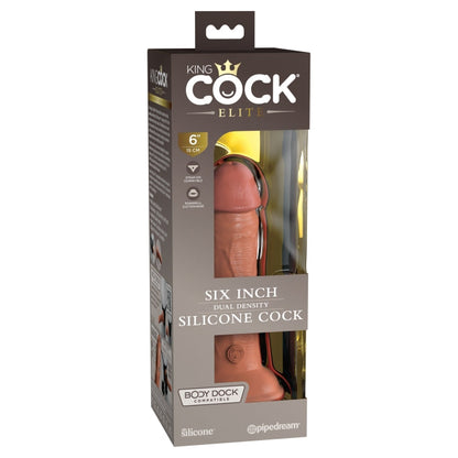 KING COCK ELITE 6" SILICONE DUAL DENSITY COCK - TAN