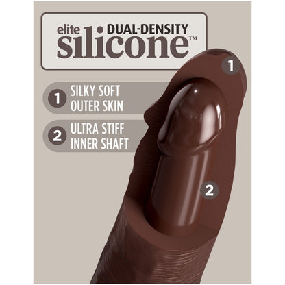 KING COCK ELITE 7" VIBE SILICONE DUAL DENSITY COCK -BROWN