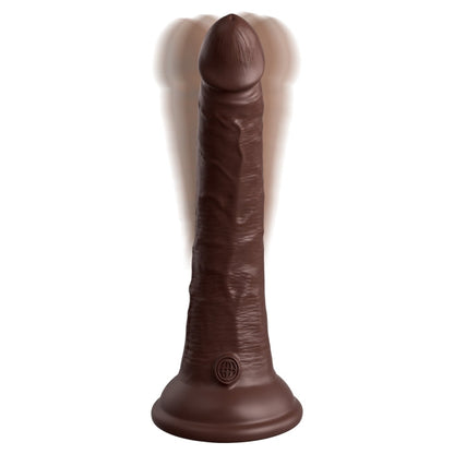 KING COCK ELITE 7" VIBE SILICONE DUAL DENSITY COCK -BROWN