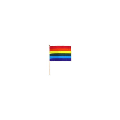 PRIDE RAINBOW FLAG W/STICK (12 IN x 18 IN) - SML