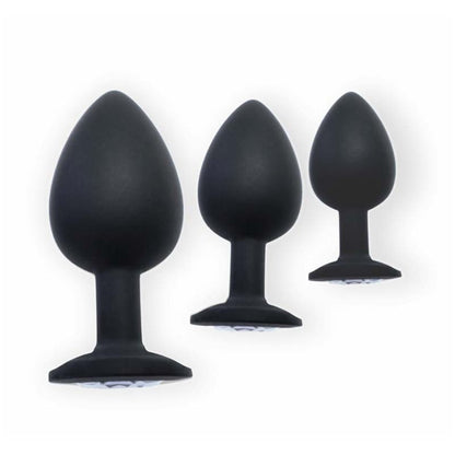 BUTT PLUG BLACK 2.75" THE RELUXER W/ SHIMMER JEWELS