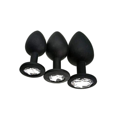 BUTT PLUG BLACK 2.75" THE RELUXER W/ SHIMMER JEWELS