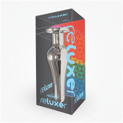 BUTT PLUG TALL STEEL 5" THE RELUXER W/ SHIMMER JEWELS