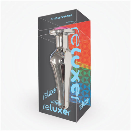 BUTT PLUG TALL STEEL 5" THE RELUXER W/ SHIMMER JEWELS
