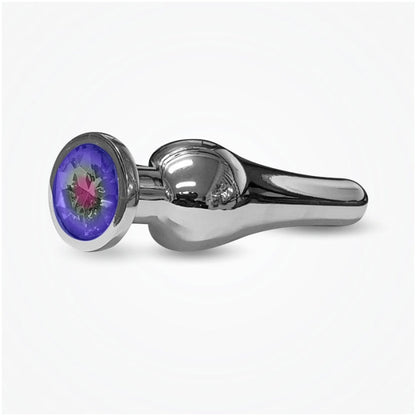 BUTT PLUG TALL STEEL 5" THE RELUXER W/ SHIMMER JEWELS