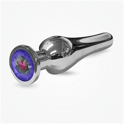 BUTT PLUG TALL STEEL 5" THE RELUXER W/ SHIMMER JEWELS