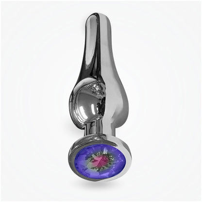 BUTT PLUG TALL STEEL 5" THE RELUXER W/ SHIMMER JEWELS