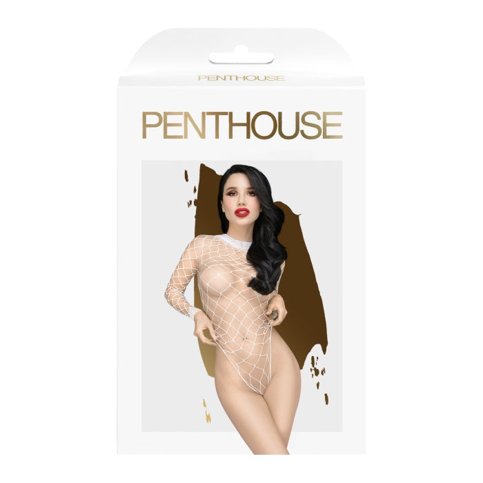 TURTLENECK FISHNET TEDDY WHITE S-L SCANDALOUS