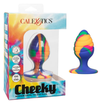 CHEEKY MEDIUM SWIRL BUTT PLUG - TIE-DYE