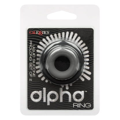 COCK RING BLACK ALPHA LIQUID SILICONE PROLONG SET OF 2