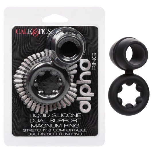 ALPHA LIQUID SILICONE DUAL MAGNUM RING - BLACK