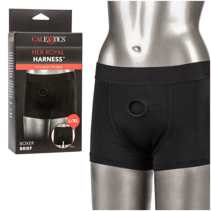 HER ROYAL HARNESS BOXER BRIEF L/XL - BLACK