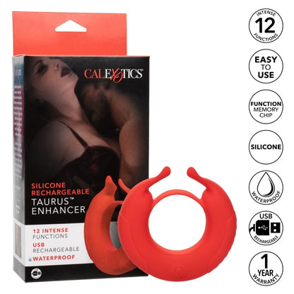 SILICONE RECHARGEABLE TAURUS ENHANCER - RED