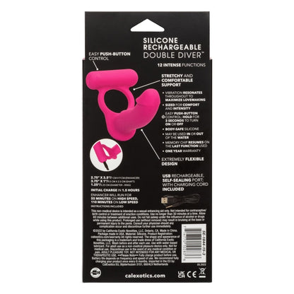 SILICONE RECHARGEABLE DOUBLE DIVER - PINK