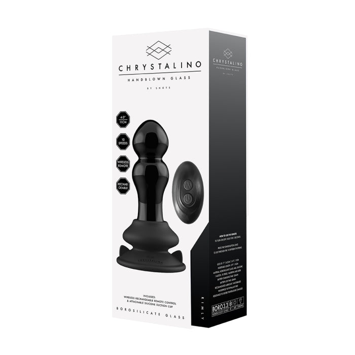 RIMLY GLASS VIBE W/ SUCTION CUP & REMOTE 10X - BLACK