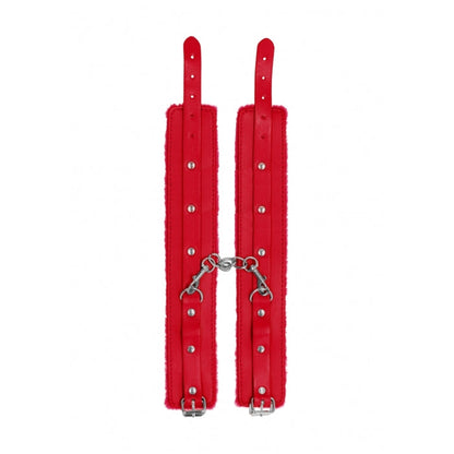 OUCH! PLUSH LEATHER ANKLE CUFFS - RED
